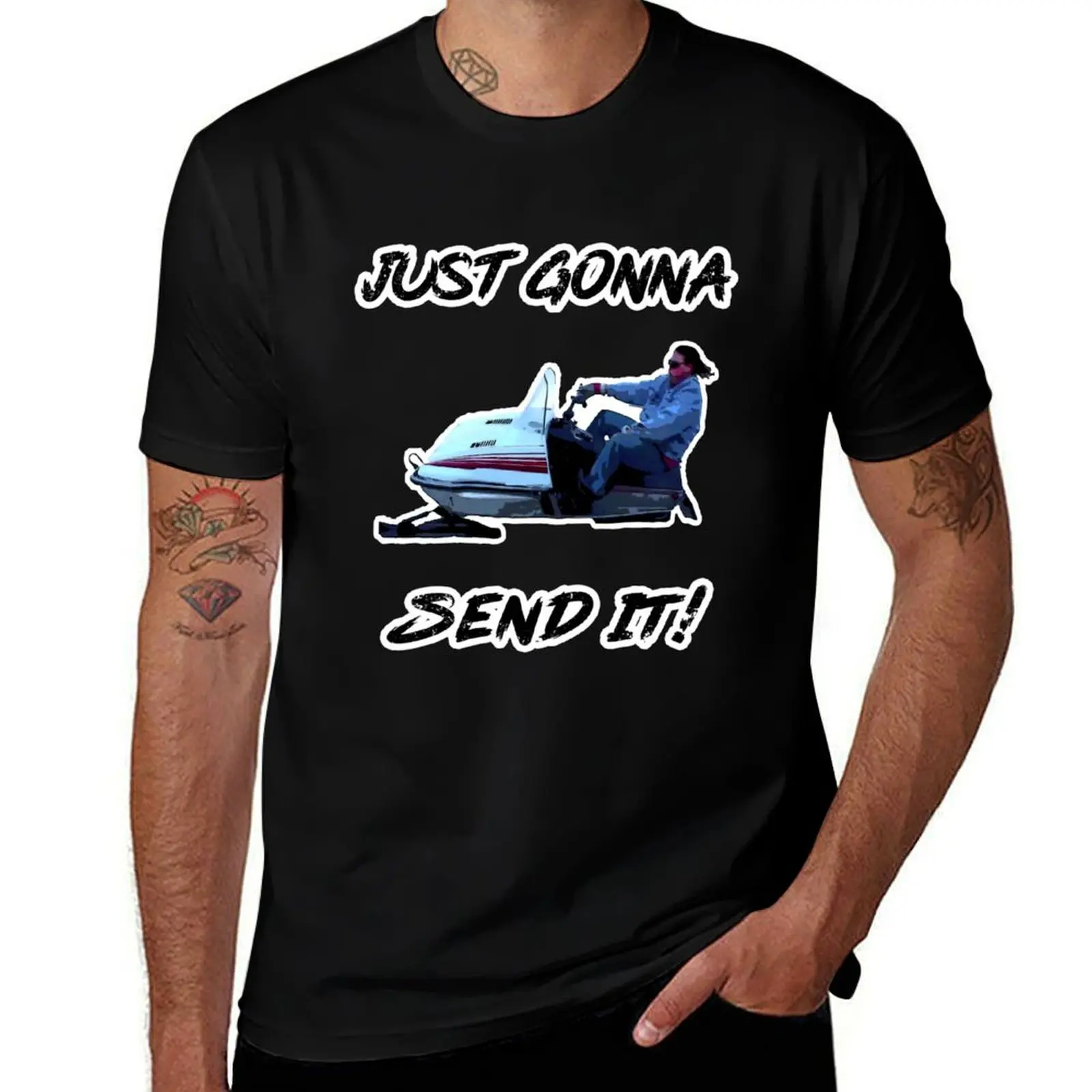 Larry Enticer 69 Just Gonna Send It You Guys Silly Im Still Gonna Send It Snowmobile Snowcross Snocross Funny Fan Gift T-Shirt