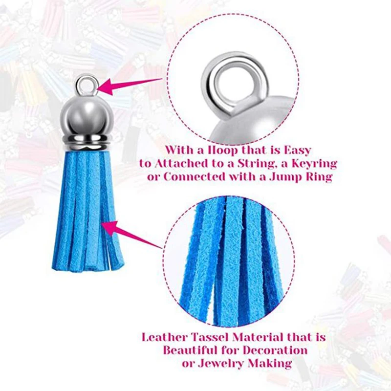 50pcs 38mm Mini Korean Velvet Leather Tassel DIY Bag Key Chain Necklace Earrings Color Tassel Pendant Garment Accessories