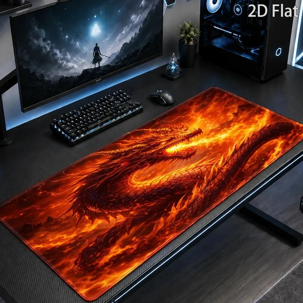 Large Fiery Dragon Game Mat - Epic Fire-breathing Dragon Design Suitable for Personal Computers desk accessories tapis de souris