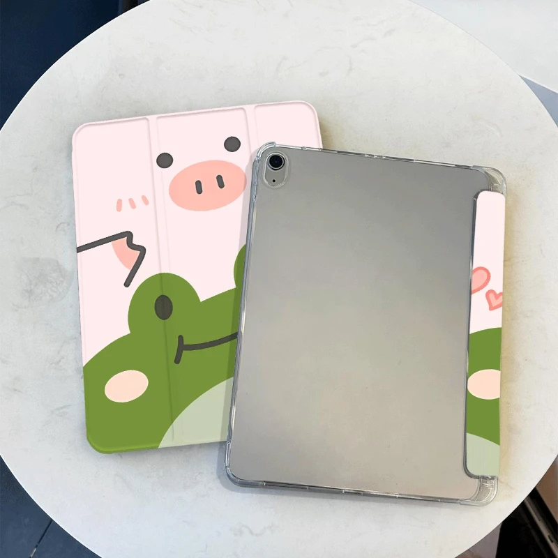 With Pencil Holder Case for 10.2 7th 8th 9th Gen Ipad 10th Generation Case Pro 11 2nd 3rd 4th Ipad Mini6 8.3 Pink Pig Green Frog