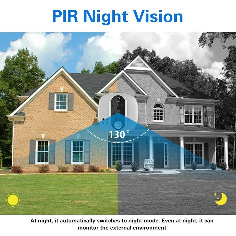 Tuya Video Doorbell 1080P WiFi Peephole Camera Door Bell PIR Cat Eye 4.3 Inch Home Digital Door Viewer for Security Protection