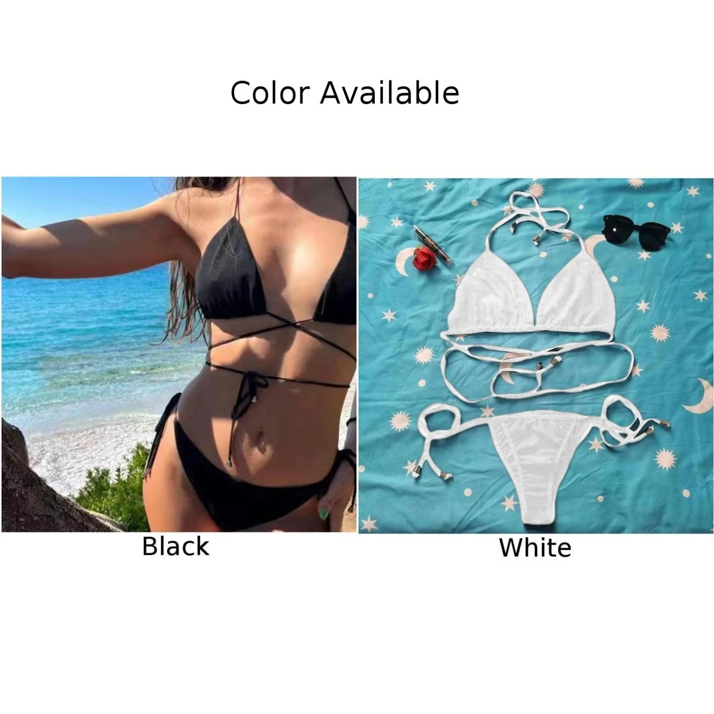 Maillot de bain sexy pour femmes, bikini échancré, soutien-gorge push-up, bandage, couleur unie, vêtements de plage