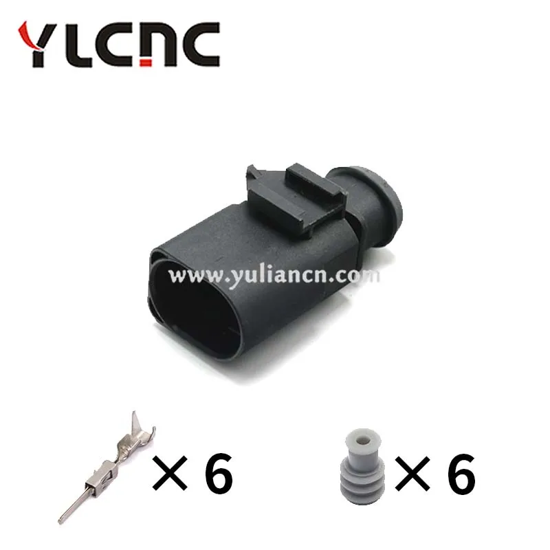 YLCNC factory direct sales 2Set 6Pin Auto Connector ACC Socket Door Lock Reversing Radar Throttle Plug 3B0973813 1J0973713