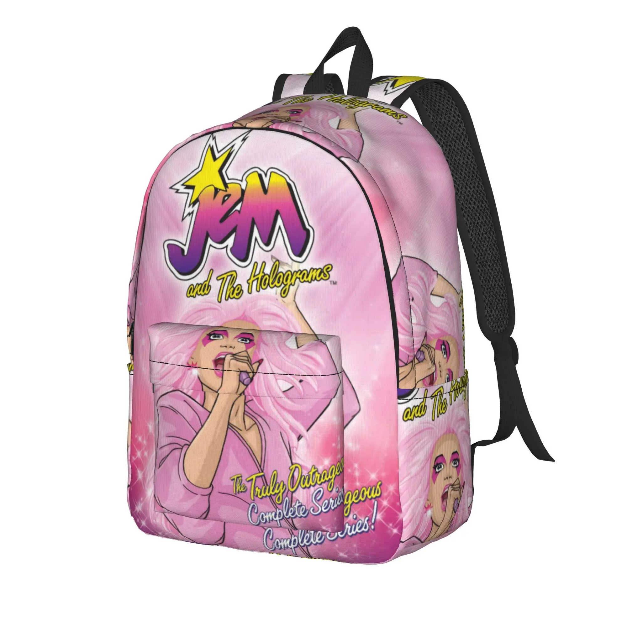Jem And The Holograms Fashion Backpack Outdoor High School Work  Daypack for Men Women Laptop Canvas Bags