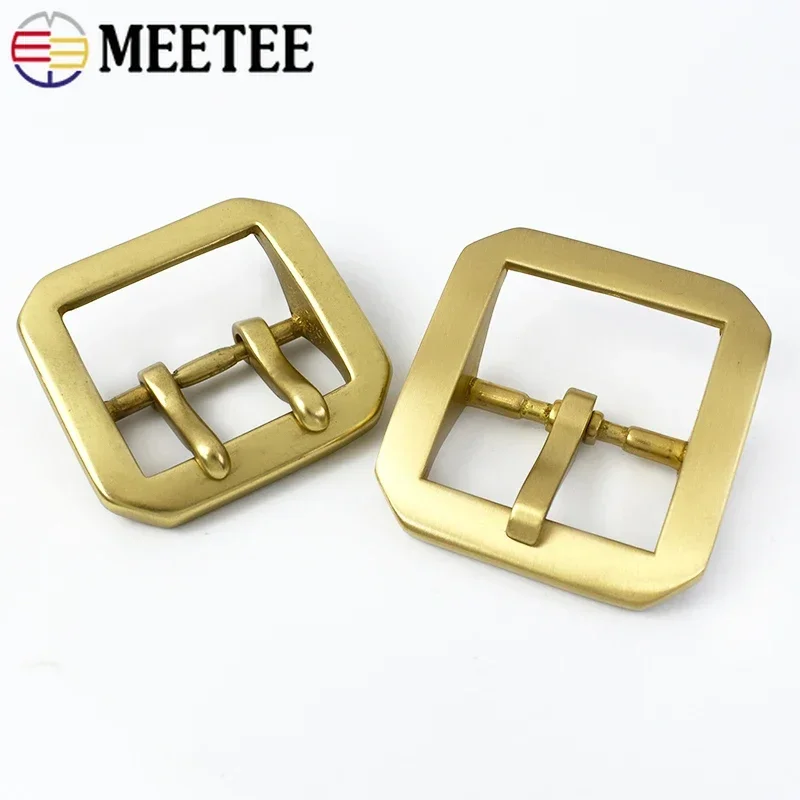 Meetee 1Pc 40mm Stainless Steel Belt Buckle Men Pin Buckles Single/Double Brass Belts Clasp Head DIY Leather Crfts Accessories