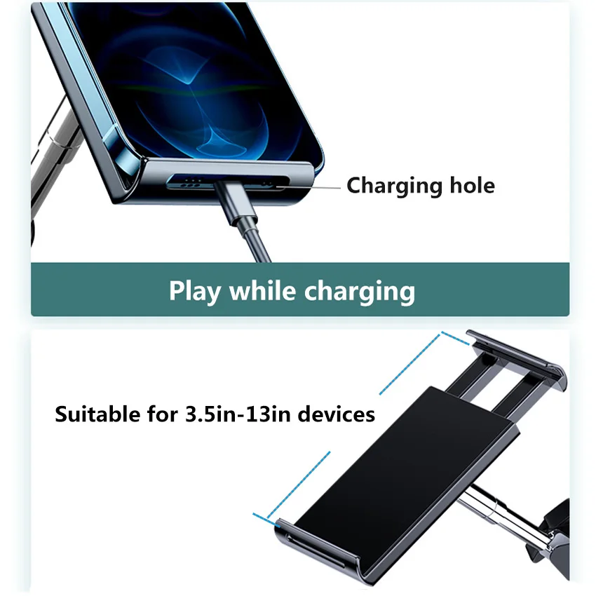 เหล็กคาร์บอนถ่วงน้ําหนักพับแขนยืน Ball Head Mount Holder สําหรับ iPhone Huawei Xiaomi โทรศัพท์มือถือ iPad 12.9in แท็บเล็ต PC