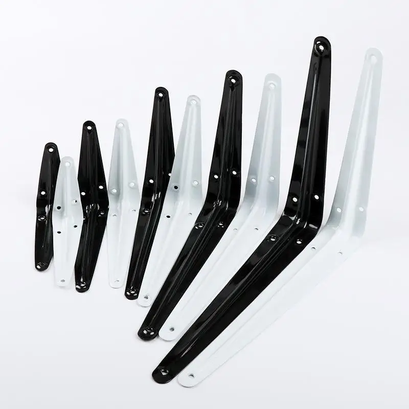 1Pcs 4-14inch Triangular Bracket Support L-shaped Black White Mounting Bracket Metal Wall Mount Hanging Shelf Corner Brace