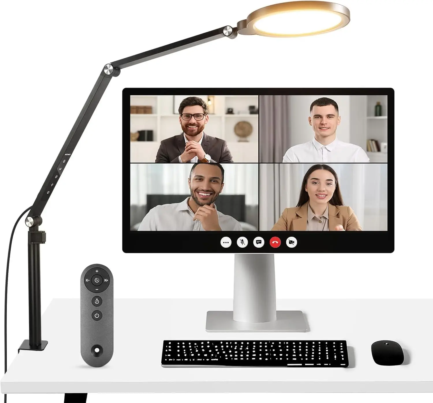 

18W 7" Desktop Ring Light with Stand, Dimmable 3000K-6500K LED Video Light for Streaming, Recording, Makeup, Zoom Calls, C-Clamp Mount