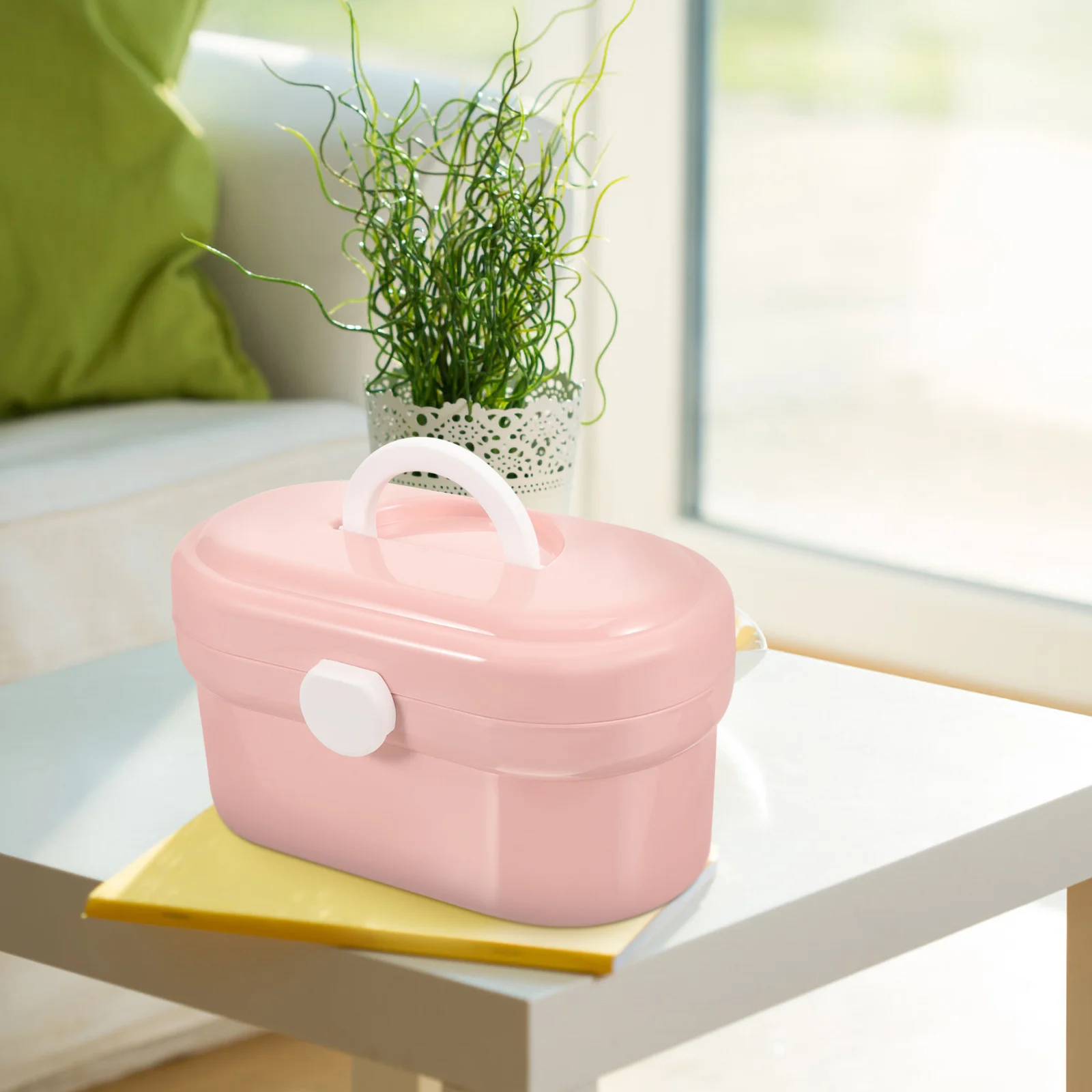 6 صندوق تخزين أدوية فعال، مادة قوية وخفيفة الوزن، مقبض سهل الحمل مثالي لمجموعات الطوارئ المنزلية باللون الوردي الوردي #6