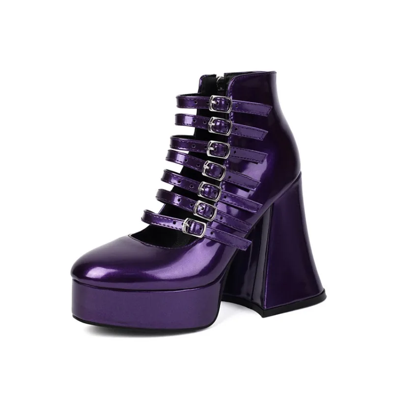 

Новые туфли на высоком каблуке 12,3 см с пряжкой ремня, европейско-американские банкетные свадебные туфли для танцев на пилоне, элегантные красные, фиолетовые женские туфли 35-43