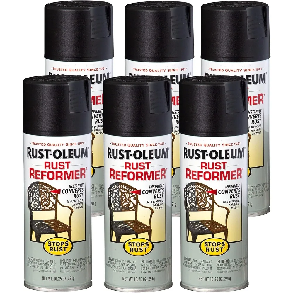 215215-6PK Stops Rust Rust Reformer Spray, 10.25 oz, Black, 6 Pack