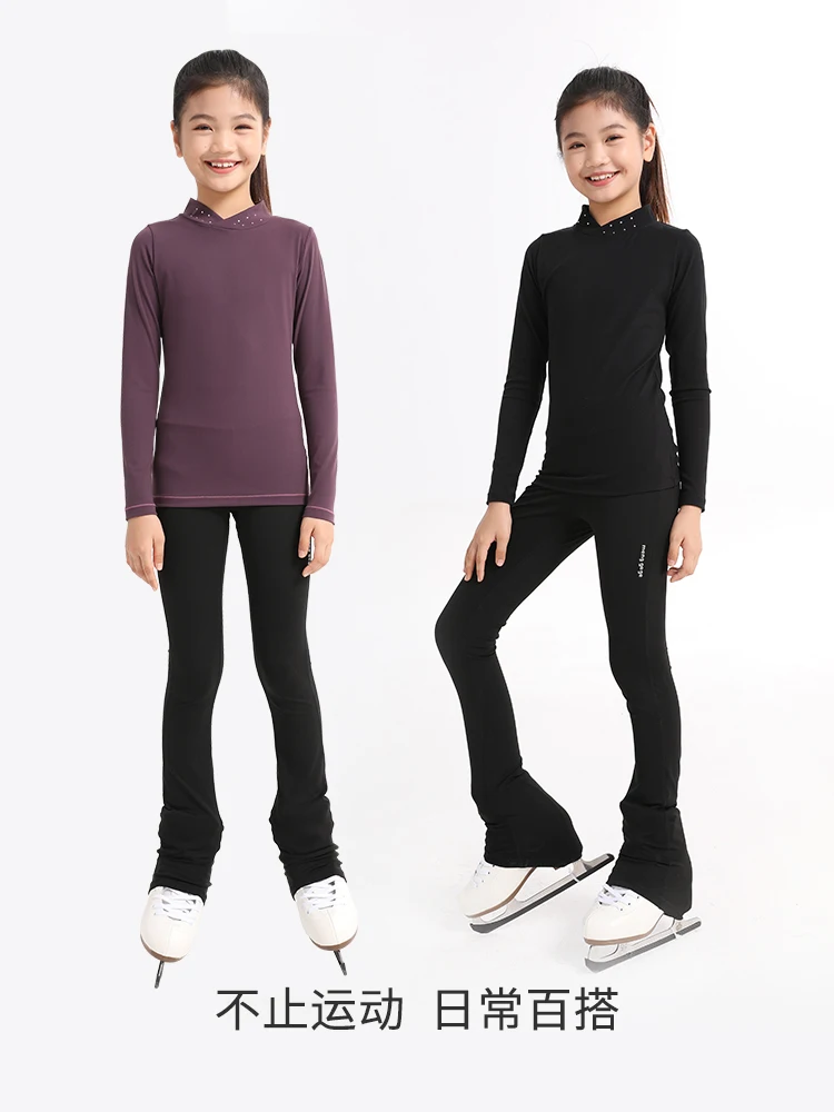 Roupas de patinação camisa de fundo quente diamante topo alta elástica outwear calças 2024 novo estilo padrão roupas de treinamento de patinação