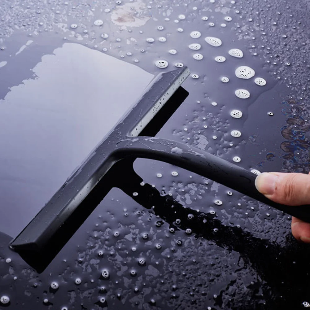 

Portable Silicone Window Glass Wiper Scraper Cleaner with Hook for Bathroom Kitchen Car Mirror Door Shower Squeegee Black