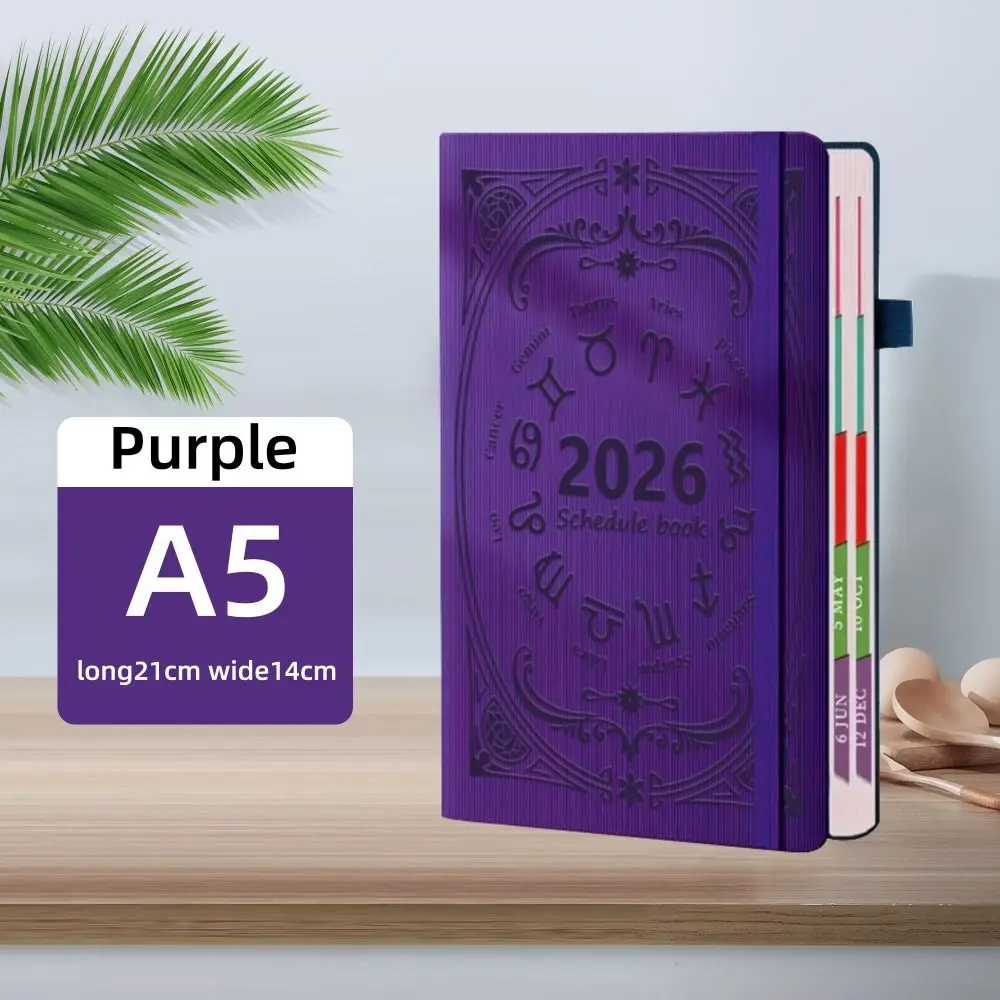 

English 2026 Schedule Planner Notepad Textured PU Wear-resistant To-do List Notebook Portable Simple A5 Agenda Planning Notebook
