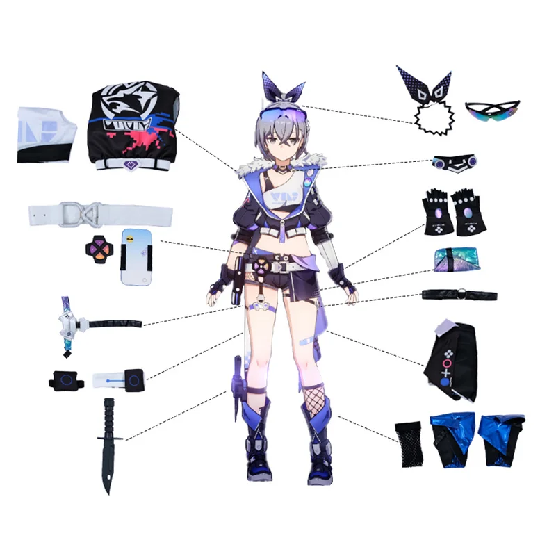 Rolecos Spiel Honkai Star Rail Silber Wolf Cosplay Kostüm Stellar Hunter sr Silber Wolf Uniform Frauen Halloween Party Anzug