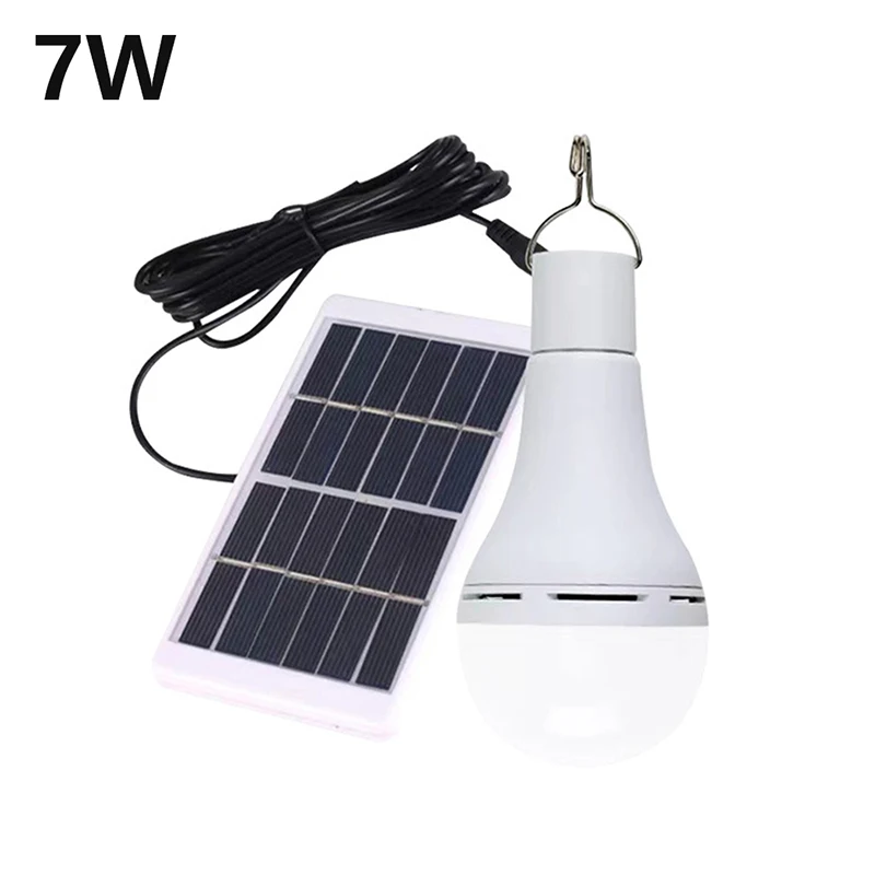 Lampe solaire étanche de 7W, chargeur USB, lumière du soleil d'urgence, 62 lampes, extérieur, intérieur, maison, ampoule, panneaux solaires