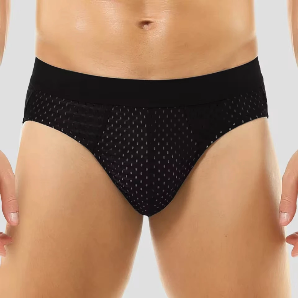 

Breathable Sexy Thin Panties Mens Mesh Underwear Fashion Sexy Adult Underpants Low Rise Men'S Open Polyester Triangle Pants