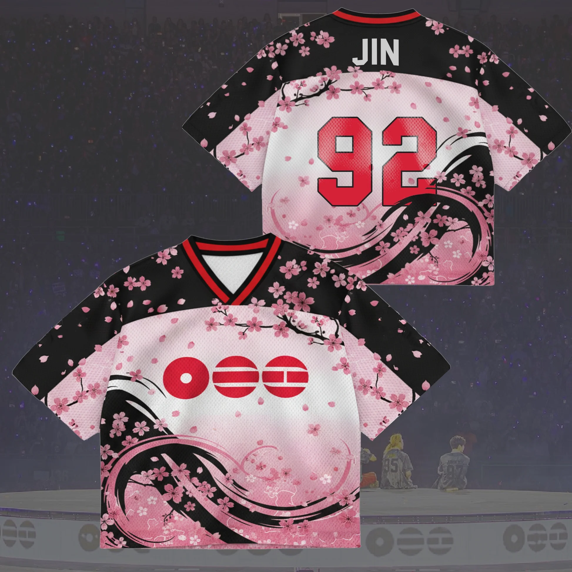 Eltern-Kind-Matching-Kirschblüten-Kpop-Fan-Jersey, mit Mitgliedsnummern-Aufdruck, schnelltrocknend, Mesh, V-Ausschnitt, Kurzarm, lässiges Sport-T-Shirt – Detail 13