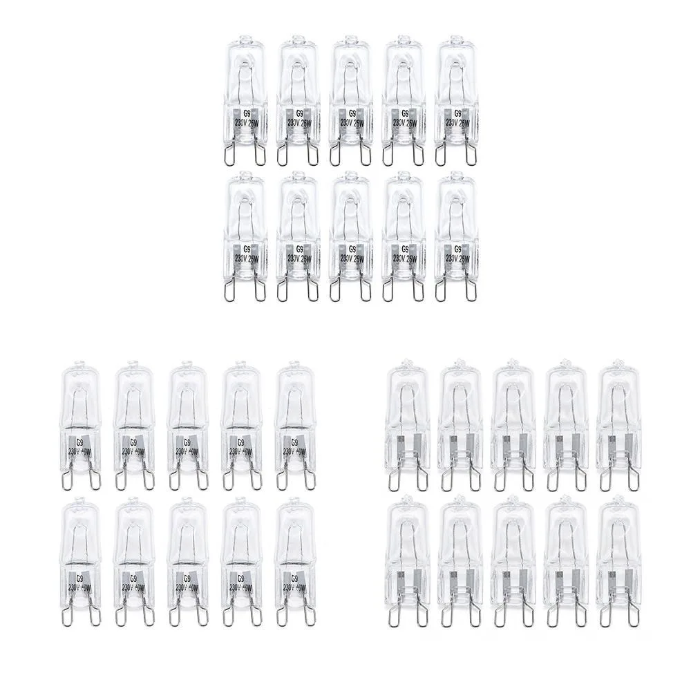 

10pcs G9 Halogen Light Bulbs 220V 25W/40W/60W Replace LED Bulb High Temperature Resistant Energy Saving Crystal Lamp