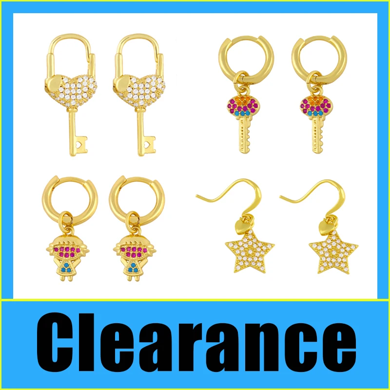 FLOLA Clearance Earrings / Cubic Zirconia Dangle Earrings for Women Gold Plated Huggie Earrings Wholesale Jewelry erss23