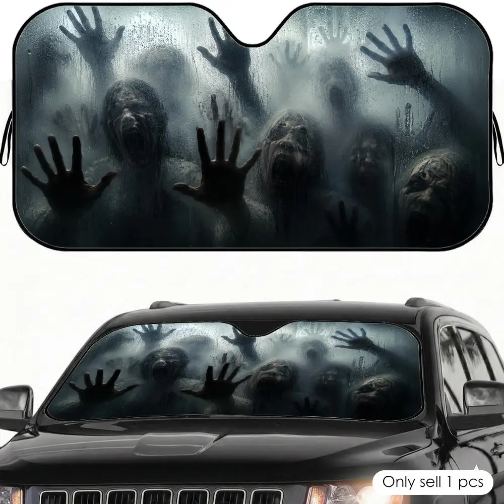 Trapped Zombie Glass Horde Sun Visor Car Sun Shade Front Windshield Coverings Blocker Auto Protector Window Visor Screen Cover