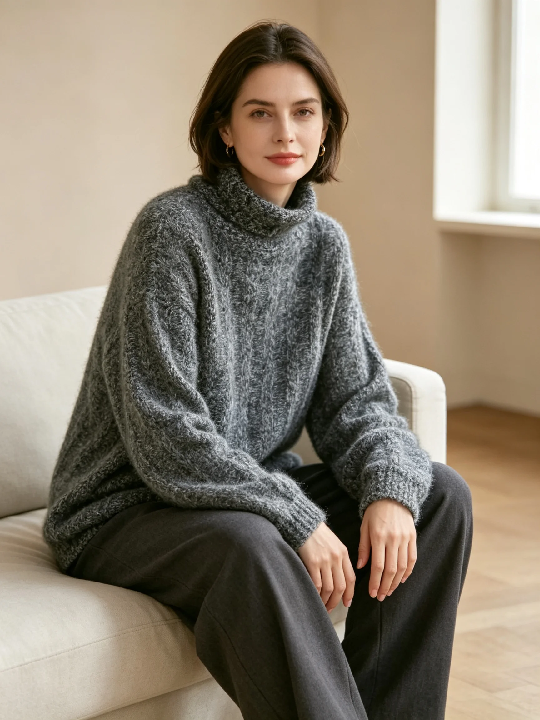 Women's 100% Pure Cashmere Crew Neck Tie-Dye Gradient Sweater Cloud Ombre Soft Loose Long Sleeve Knit Pullover