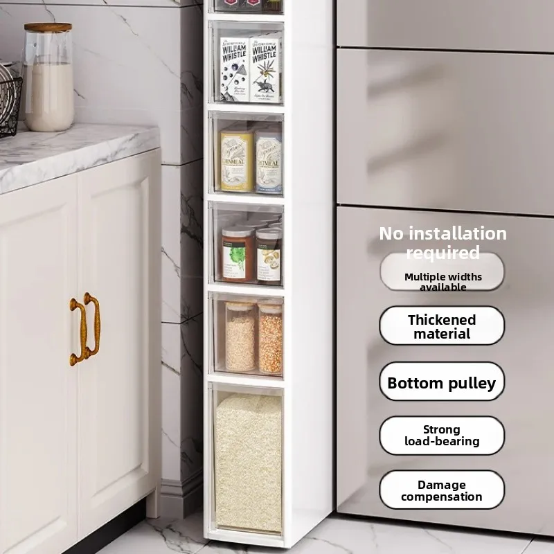 

‌ Тонкий компактный - 5-уровневый шкаф с узким зазором для кухни/ванной комнаты, тонкий органайзер для хранения с регулируемыми полками