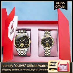 OLEVS-Montre à Quartz Étanche pour Couple, Marque de Luxe Supérieure, Cadeau pour Amoureux, Veilleuse, Classique, Date, Semaine, Horloge, Son Ensemble