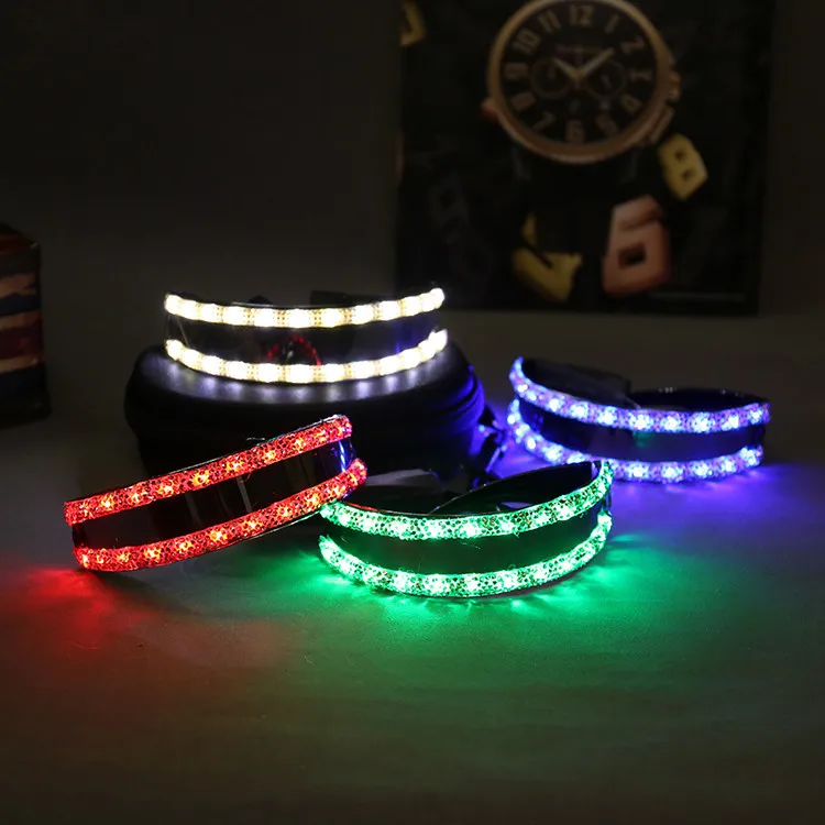 LED luminous glasses, sunglasses, white light party, bar, music festival, dance party, bright red light, super bright