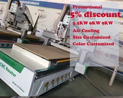 1300*2500mm Straight row tool change 12 knifes automatic wood cutting machine with vacuum pump