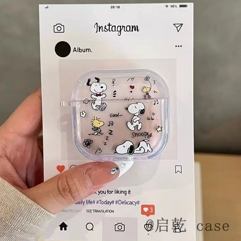 سنوبي ل Airpods 4 3 2 1 Pro Pro 2 حافظة لطيف الكرتون شل سماعة غطاء ل Airpods Pro2 صندوق واقي مع سلسلة المفاتيح