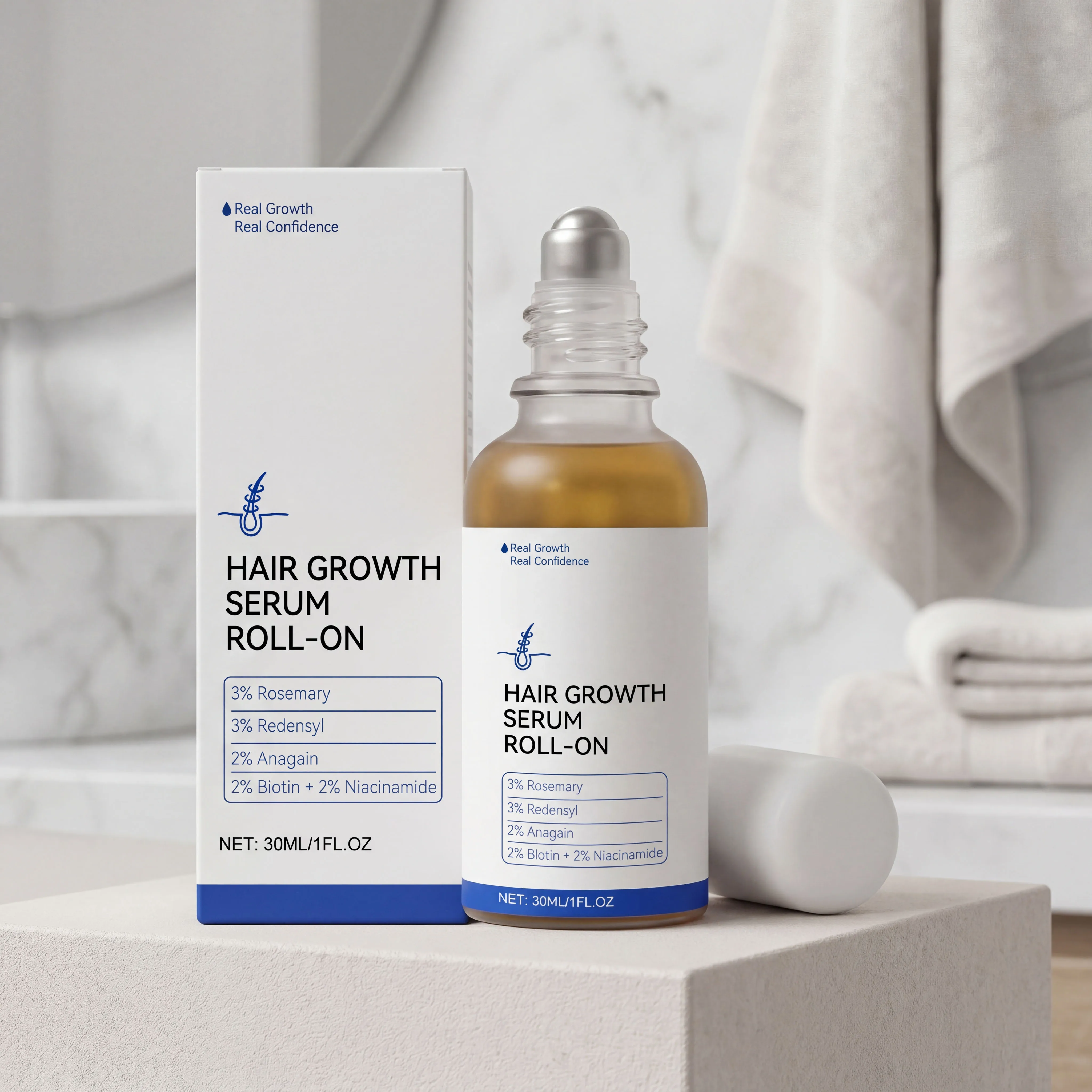 Hair Growth Serum Roll-On Nourish Scalp Stimulates Follicle Reduces Split Ends Improve Sparse Increase Density Hair Care Essence