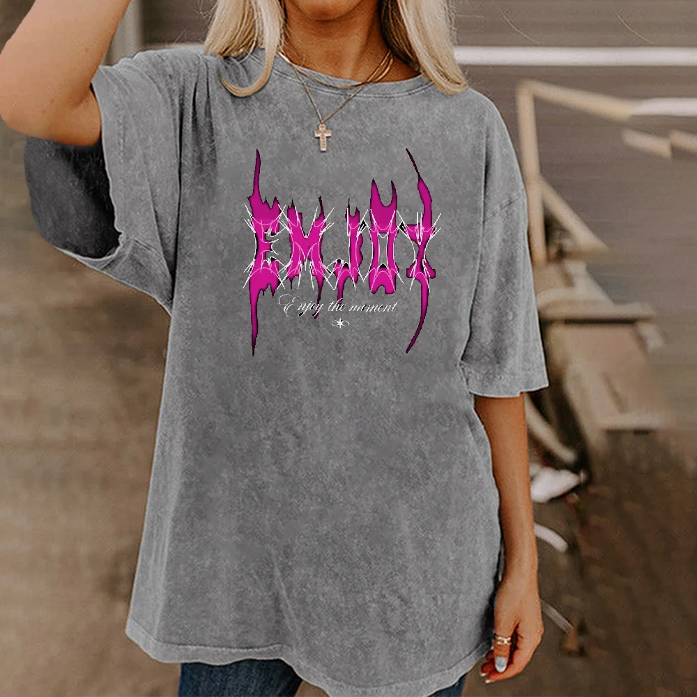 

Men's and Women's Summer Trendy Casual Versatile Pure Cotton T - shirt with Unique Letter Print. Comfortable and Breathable