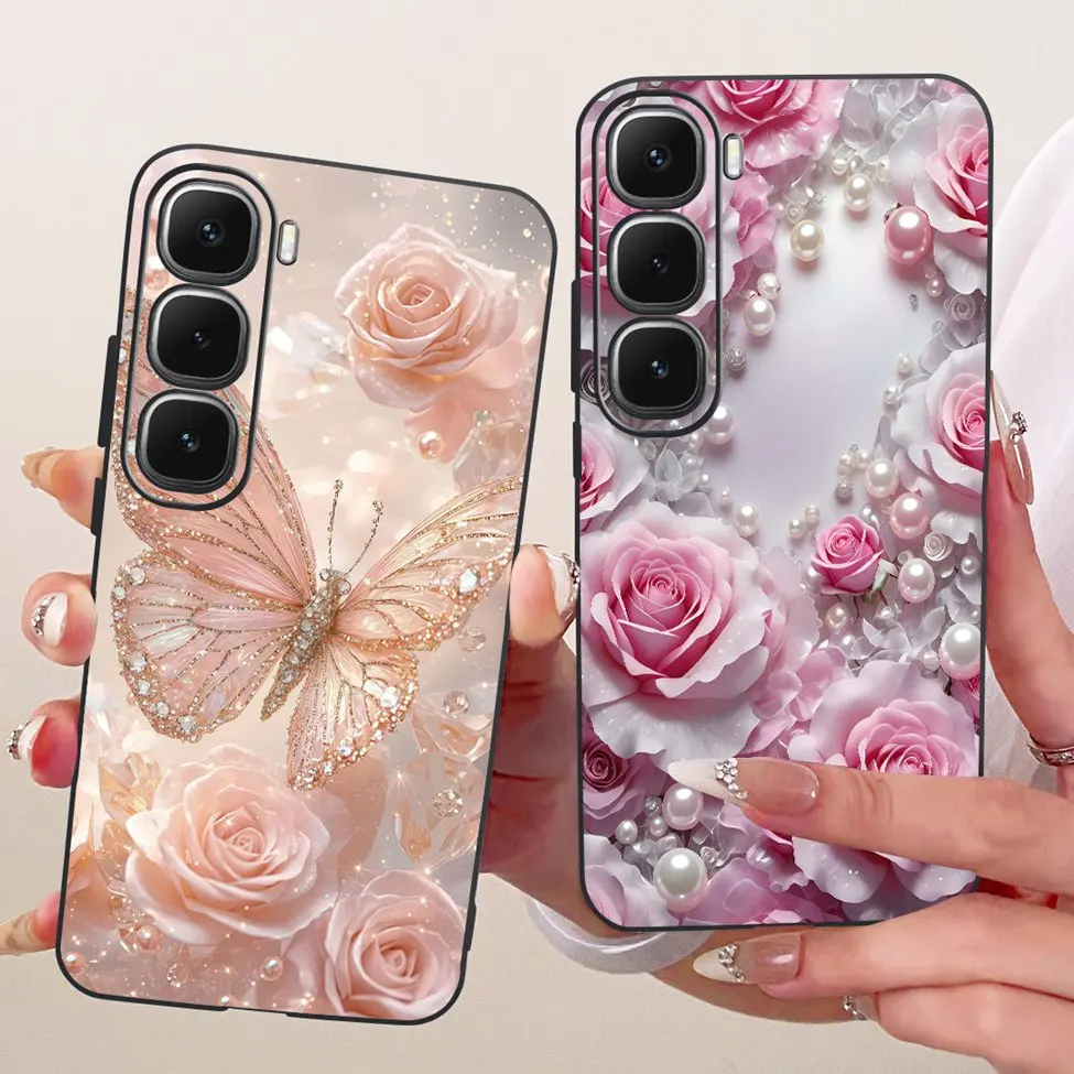 حافظة لهاتف انفينيكس هوت 60i غطاء X6728 لطيف على شكل قطة على شكل فراشة 2D غلاف مطلي لهاتف انفينيكس هوت 60X6726 فوندا