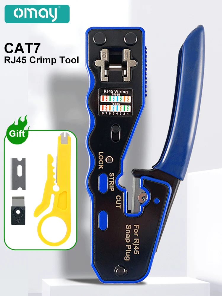 Strumenti di rete a crimpare RJ45 spelafili per cavi Ethernet connettore a foro passante pinze CAT5/6/7 pinza a morsetto per cavi a pressione