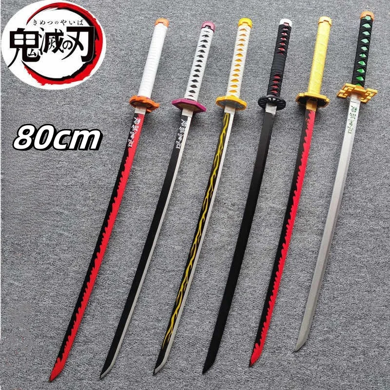 80cm Demon Slayer Katana Swords Imetsu No Yaiba Samurai Swords Real Size Japanese Anime Katana Cosplay Props Home Decoration