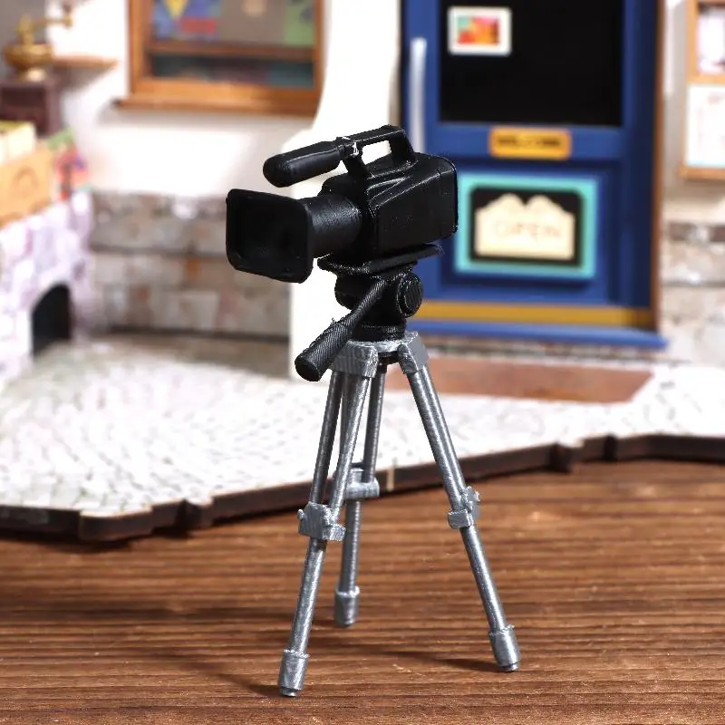 Mini Video Camera Tripod Model 1:12 Scale Dolls House Photography Scene Layout Props Dollhouse Decor Ornament Pretend Play Toys view 2