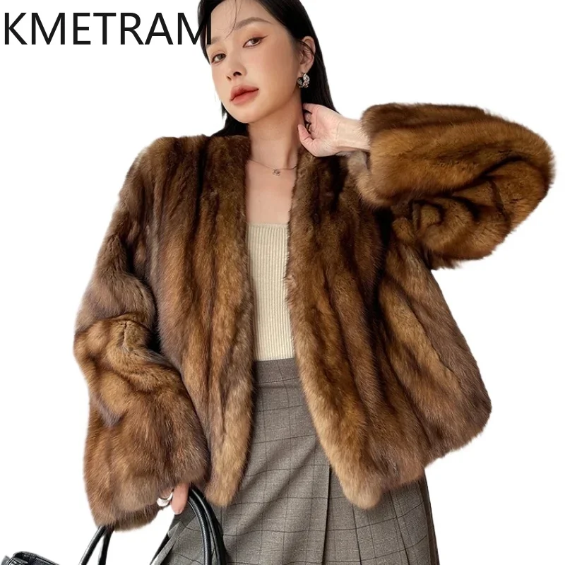 Natural Sable Fur Coat Women Luxury Short Fur Jacket for Woman Winter New in Outerwears High Quality Womans Clothing шуба 2025