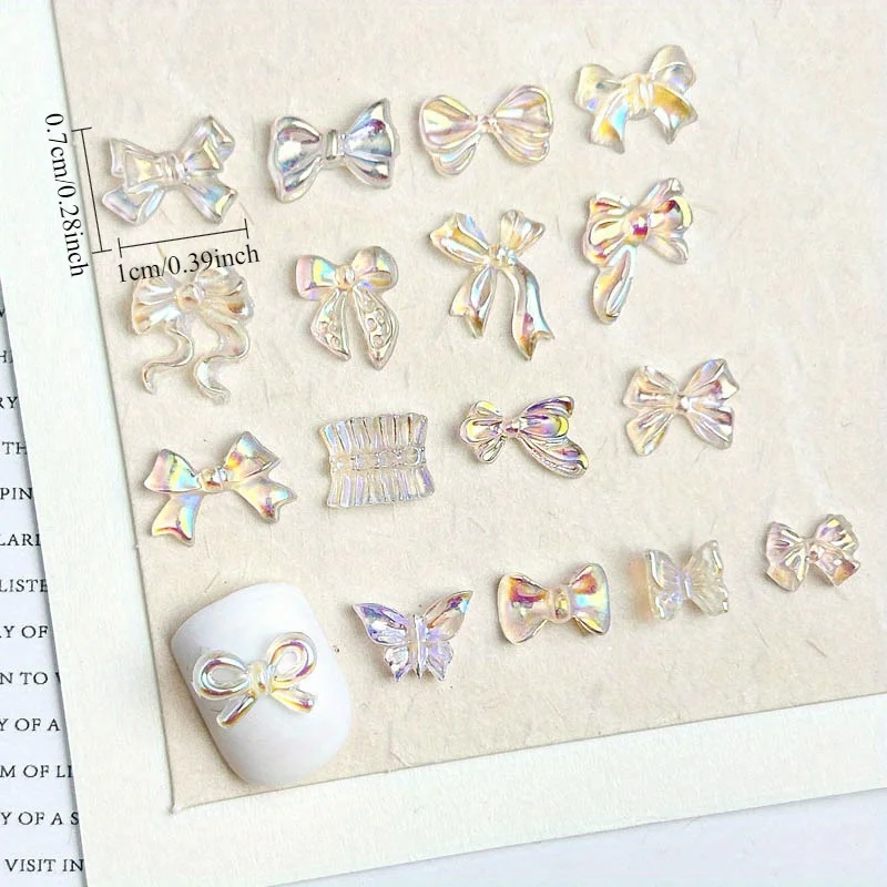 50pcs Resin Butterfly Nail Art Jewelry Bow Tie Streamer Wearing Nail Ice Through Hairpin Phone Case Decorations Diy Accessories