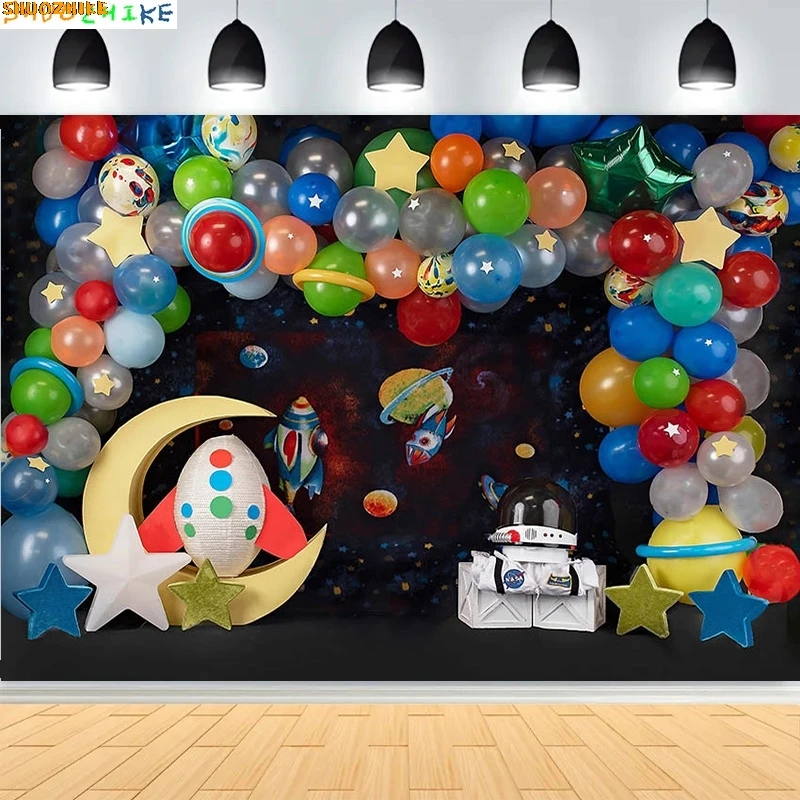 

Rainbow Pink Balloon Photography Backdrops Mermaid Girl Boy 1st Birthday Party Decor Photo Studio Background CE-01