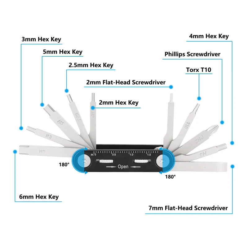 KAYULIN 8 in 1 Folding Allen Wrench Set Screwdriver Tool Kit Foldable Portable For Photographic Accessories Assembly