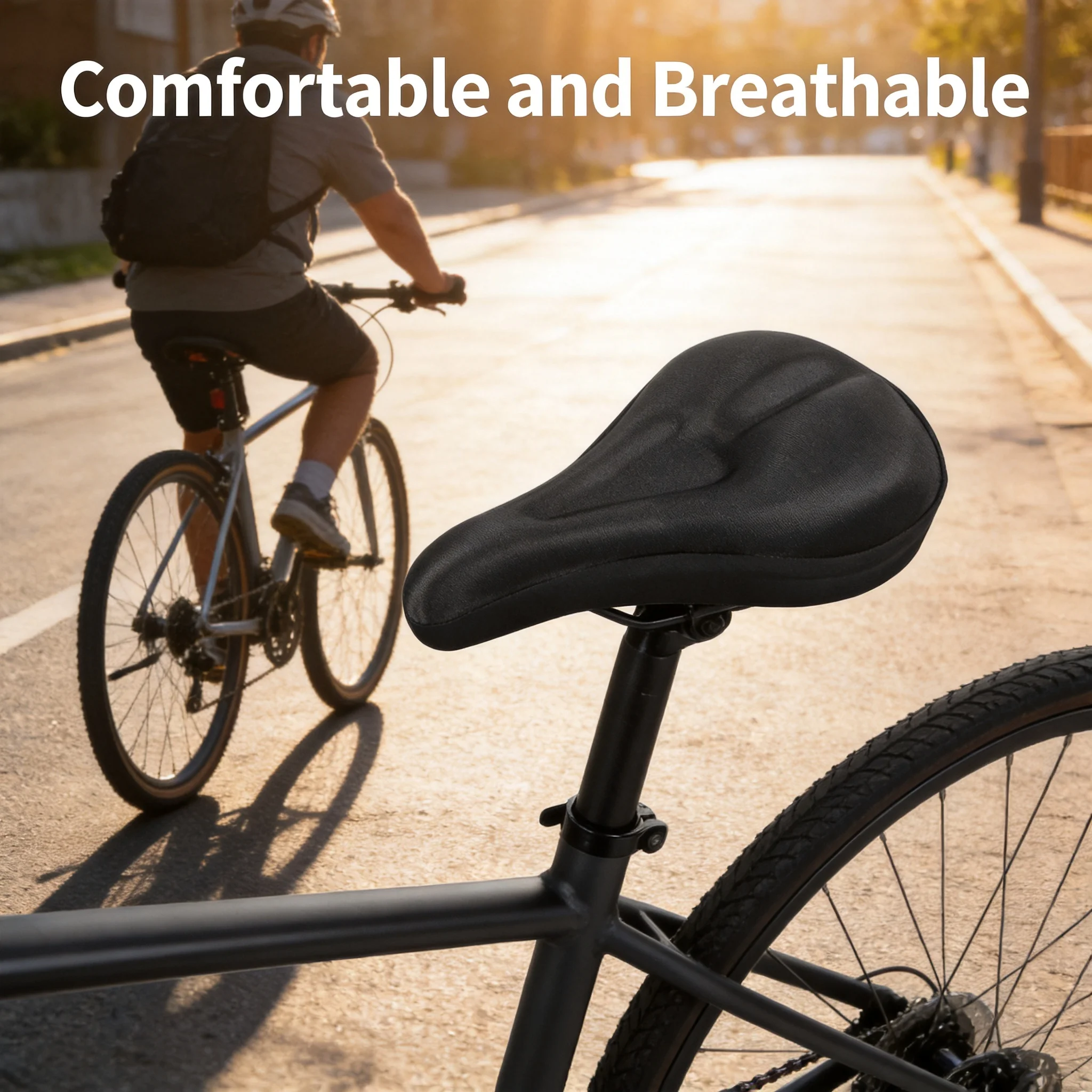 Cycling Gear - ผ้าคลุมเบาะจักรยาน, ผ้าคลุมเบาะจักรยานเสือภูเขาซิลิโคนแบบหนา, ผ้าคลุมเบาะโฟม, อุปกรณ์ปั่นจักรยาน