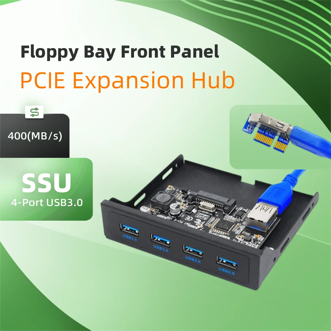 USB3.0 4 Ports PCI-E Expansion Card Floppy Drive Bay Front Panel USB Hub Internal PCIe USB 3.0 Adapter for Desktop Computer