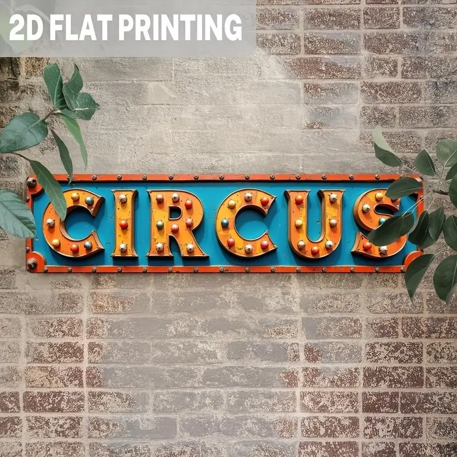 1/5/10/20/50/100pcs 2D Flat, 2D Flat - 1 Vintage Circus Sign - Vintage Wall Decor, Colorful "Circus" Design, 9.98x39.98cm, Perfe