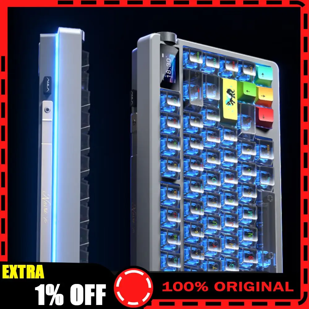 

Aula NOVA75 Bluetooth Wireless Mechanical Keyboard 1.14 Inch Screen Metal Knob Tri-mode Gaming Keyboard Gasket Hot Swap 1000mAh