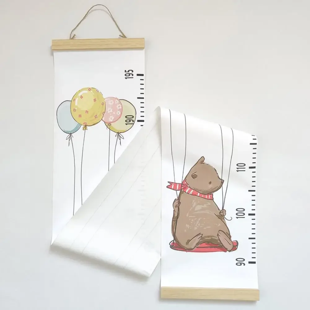 Wooden Canvas Wall Growth Charts Baby Hanging Decorative Chart Height Measure Ruler Removable Wall Sticker for Kids Child Room