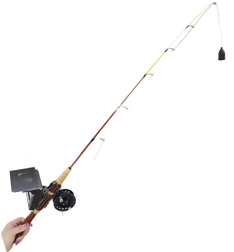 3.5 Inch Underwater Fish Finder Ultra Light 0.9m Ice Rod Removable 25M Line Solid Wood Paint Handle for Carp Sea