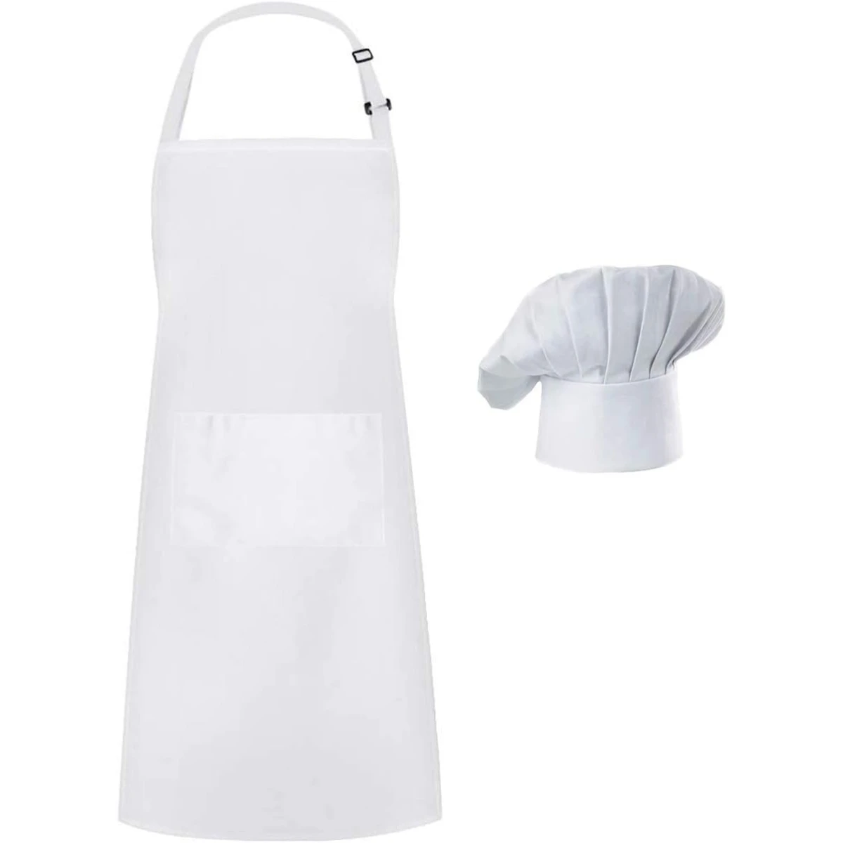 

Chef Apron Hat Set, Chef Hat and Adult Kitchen Pocket with Butcher Hat Baker Costume for Men and Women Father's Gift