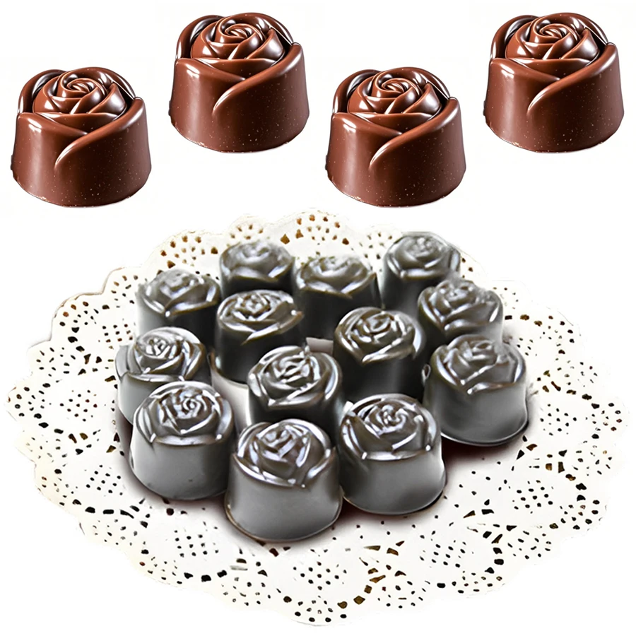 21-Hole Rose Style Transparent Hard Plastic Chocolate Molds Candy DIY Making Tool Household Kitchen Baking Accessories