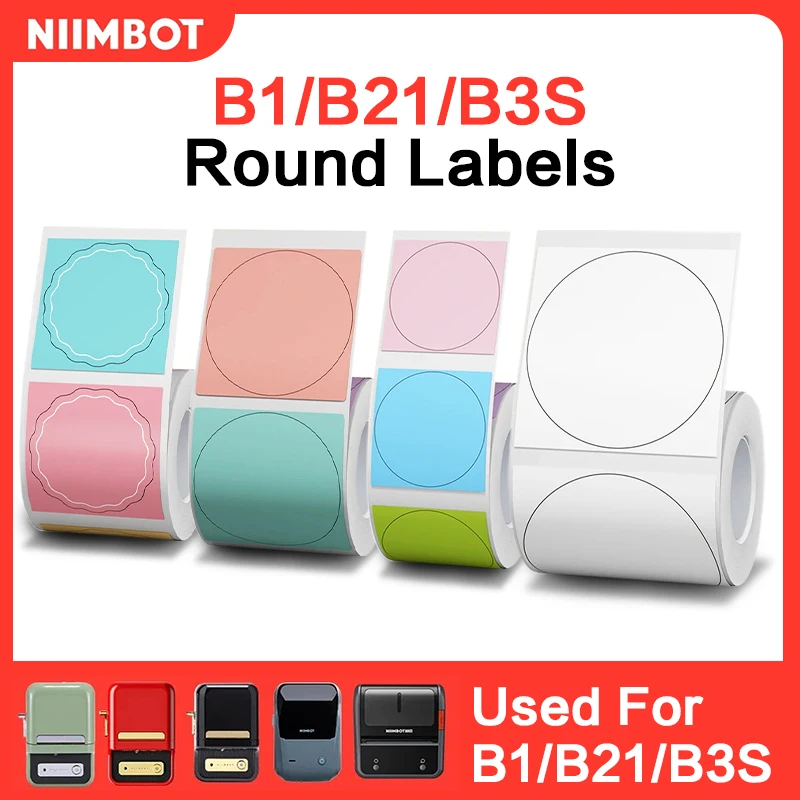 Niimbot Round Color Label Sticker Self-adhesive Waterproof Thermal Sticker Label for B1/B21/B3S Label NIIMBOT